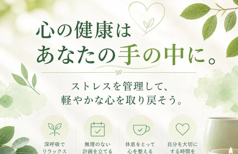 心の健康はあなたの手の中に。ストレスを管理して、軽やかな心を取り戻そう。